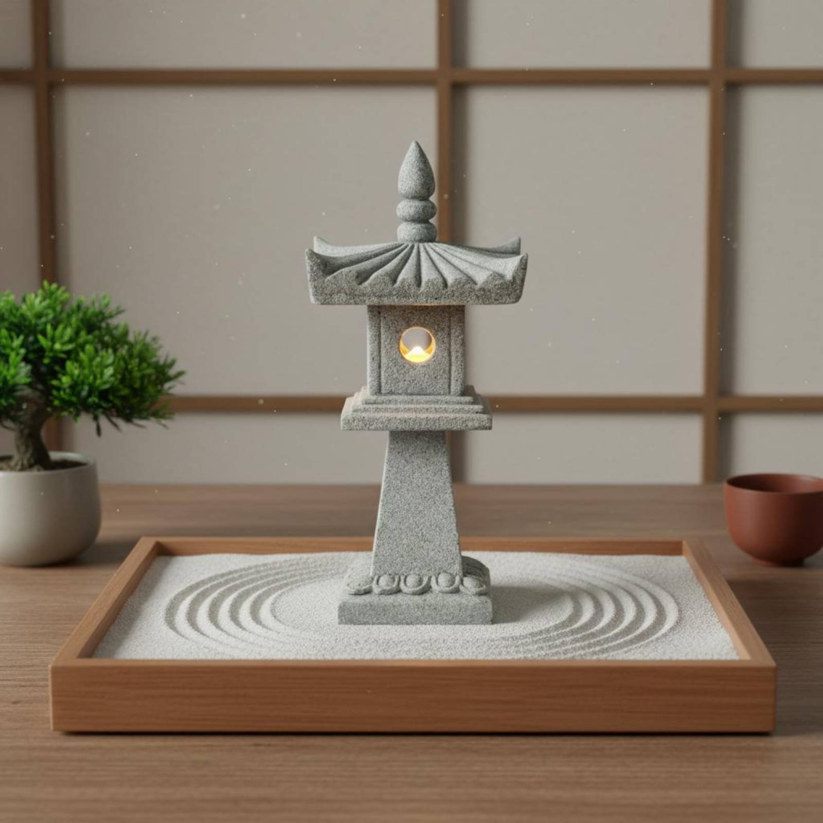 Bonsai Garden Miniature - โคมไฟหินจิ๋วสไตล์โบราณ ตกแต่งบอนไซ ประดับสวน ศาลาพักผ่อน ของขวัญสุดเพอร์เฟกต์ รูปปั้นเจดีย์ญี่ปุ่น