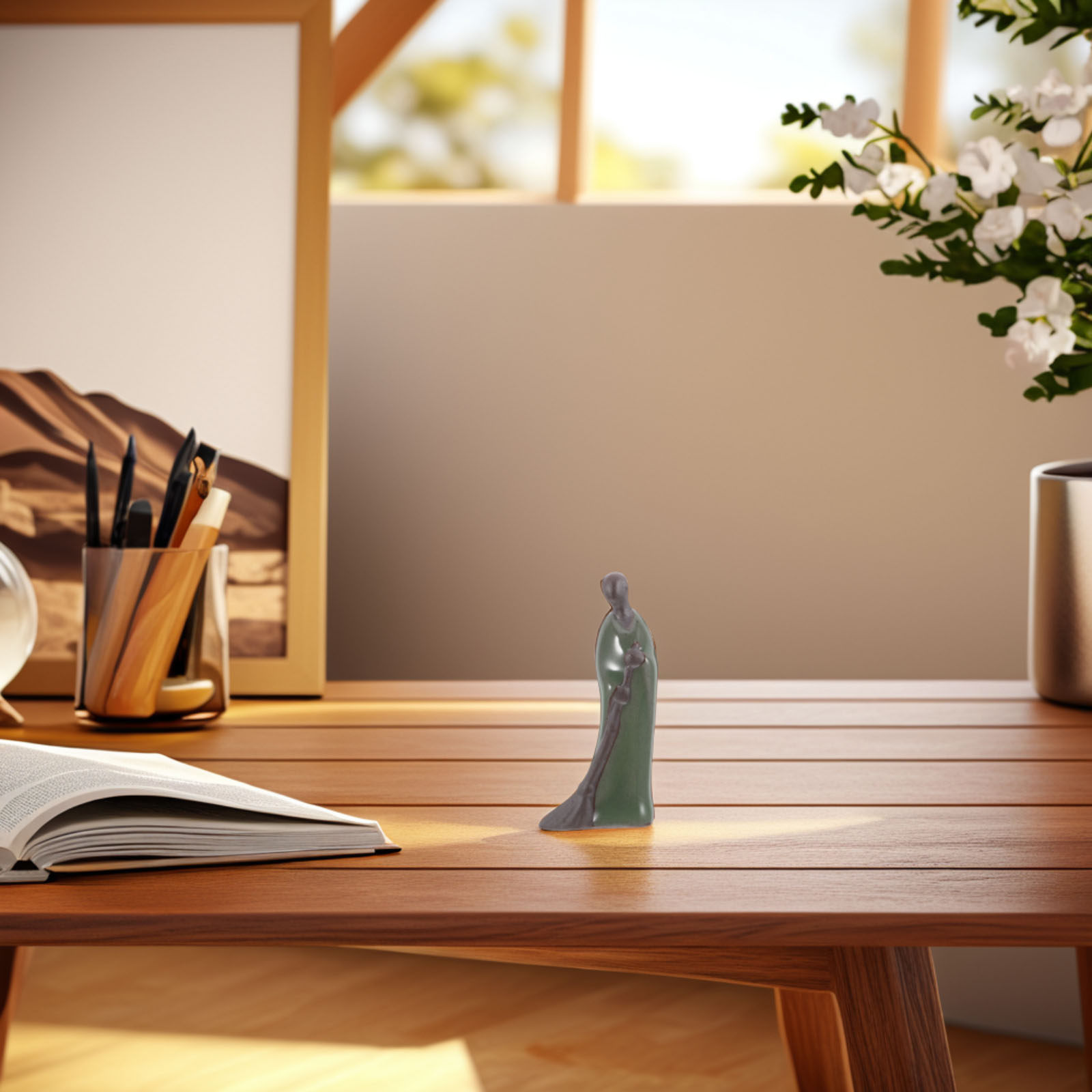 Mini Bonsai Zen Garden - รูปปั้นเซรามิกพระสงฆ์มินิเซน สำหรับบอนไซ จัดสวนหิน ตกแต่งโต๊ะ ชั้นวาง หรือสวน