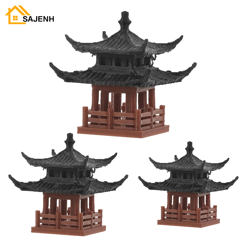 Mini Bonsai Zen Garden - มินิเจดีย์รูปปั้น Fairy Garden Decor อาคารโบราณญี่ปุ่น Pavilion