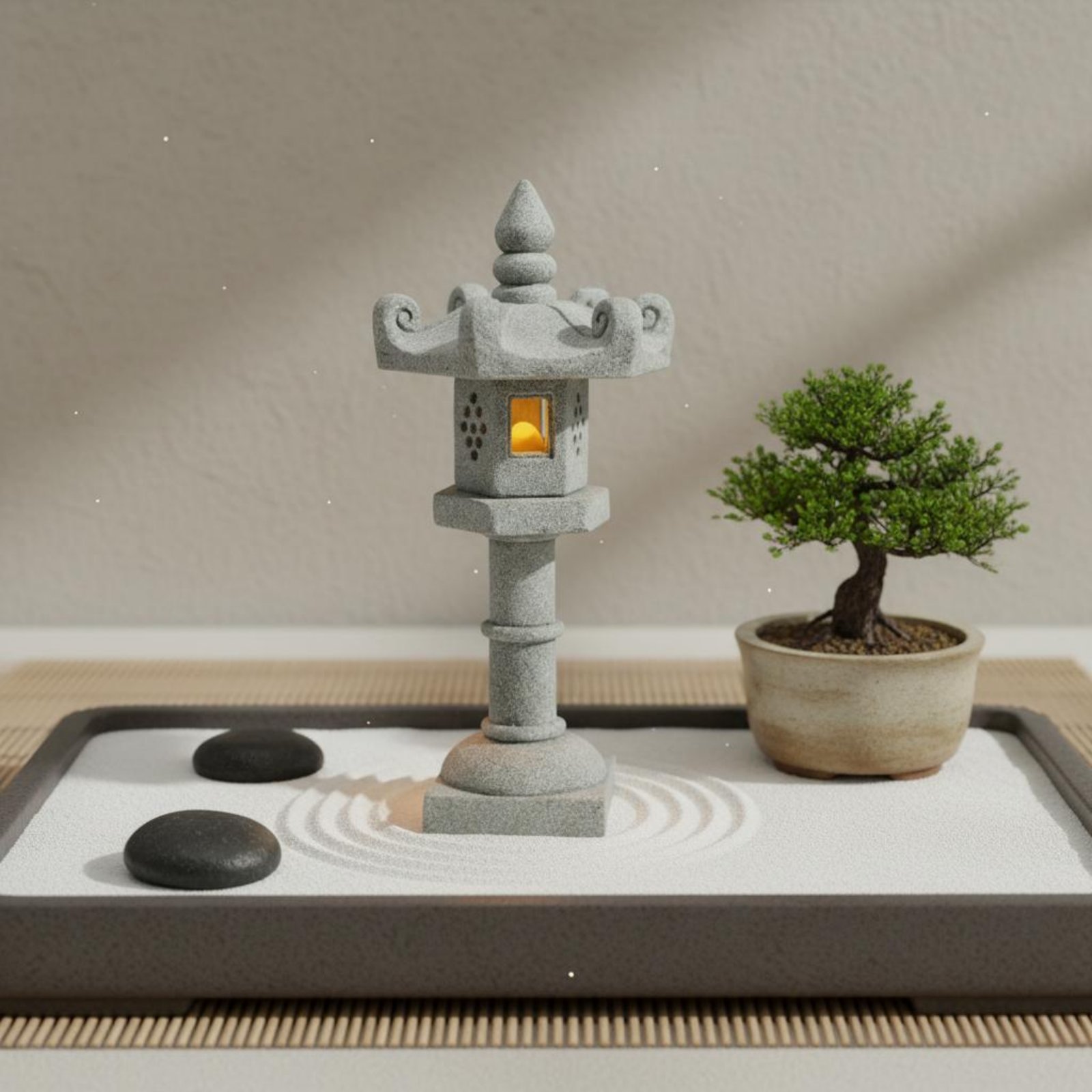 โคมไฟหินจิ๋วสไตล์โบราณ ตกแต่งบ - Bonsai Garden Miniature บทวิจารณ์และราคา