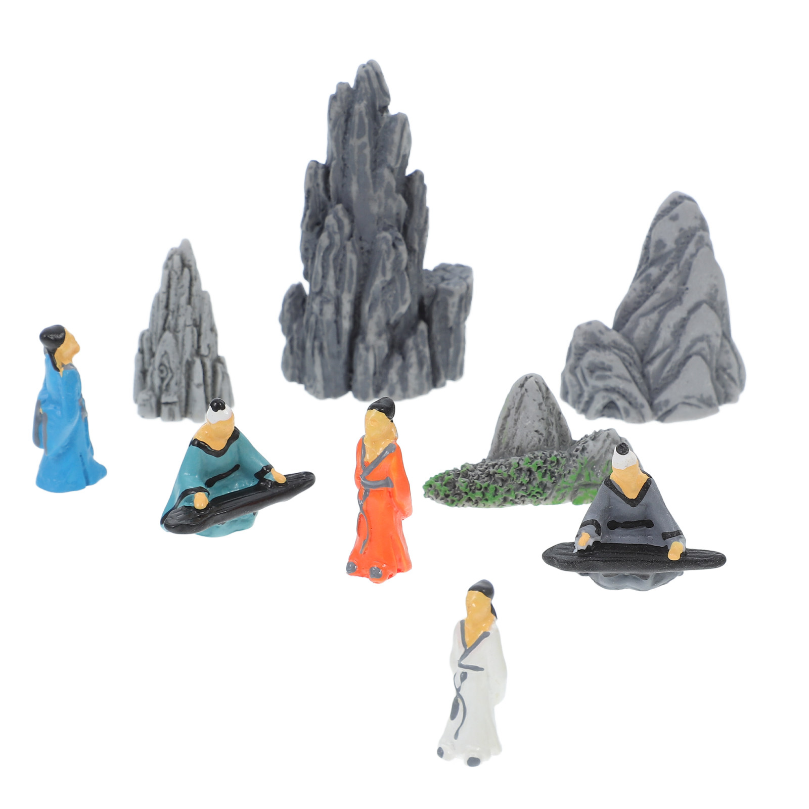 9 ชิ้น รูปปั้นเรซิ่นจิ๋ว นักปร - Mini Bonsai Zen Garden บทวิจารณ์และราคา
