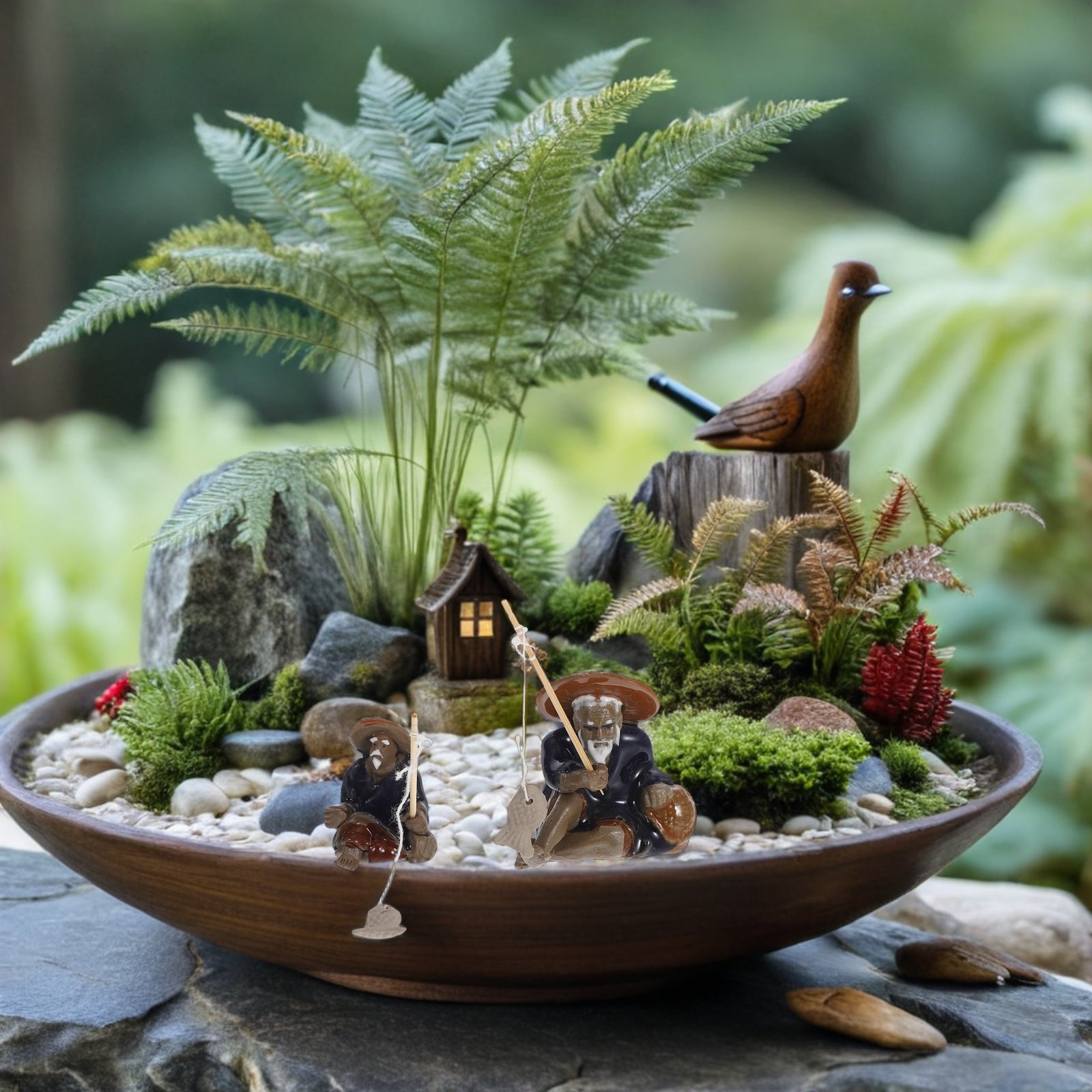 ชุดฟิกเกอร์จิ๋วชาวประมงสวนเซน  - Mini Bonsai Zen Garden บทวิจารณ์และราคา